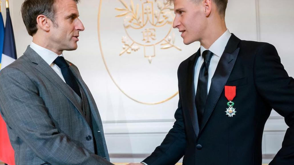 President Emmanuel Macron and Fabio Quartararo